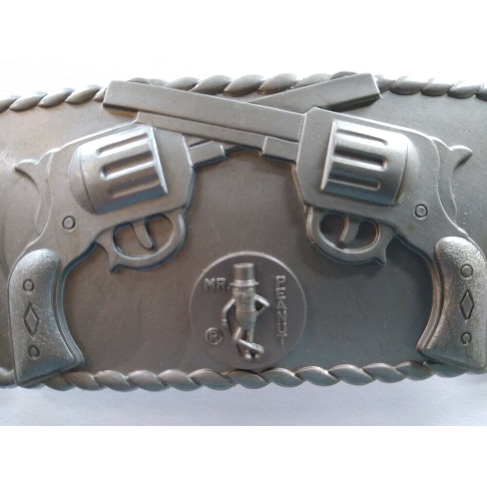 Mr Peanut Hard Plastic Belt Buckle Cowboy Embossed Western Planters Peanuts 1960